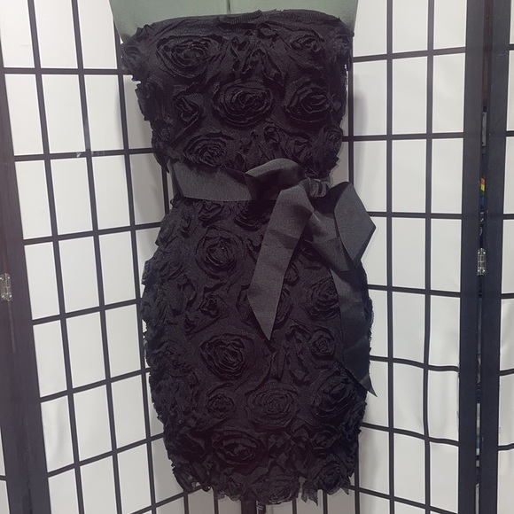 Zara Black floral Strapless Dress - Picture 3 of 12